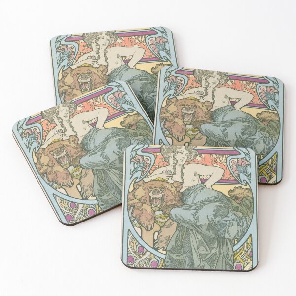 Item preview, Woman and Bear (1901) - Alphonse Mucha designed and sold by SALON DES ARTS.