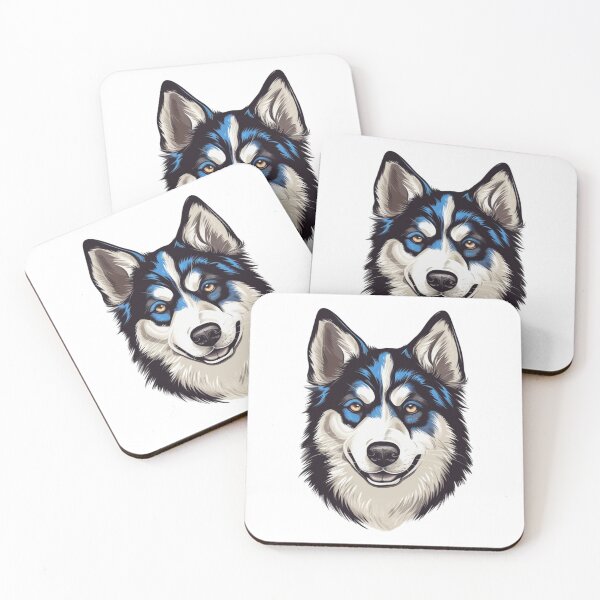 Item preview, Black and White Husky Dog | Digital Art | Siberian Husky with Brown / Golden Eyes designed and sold by AgentToast.