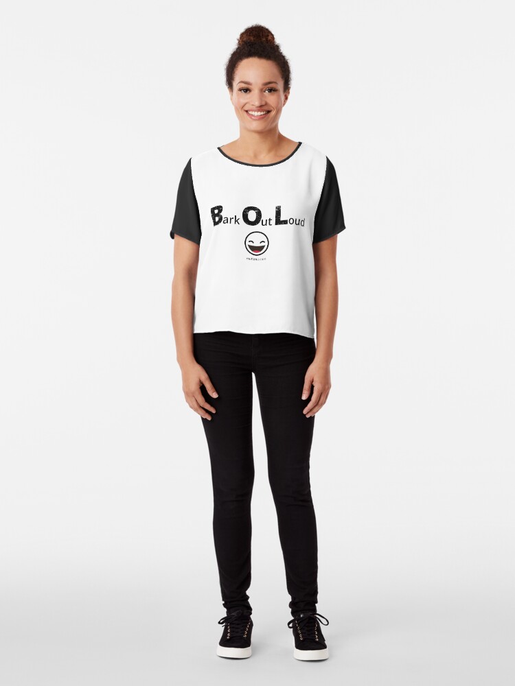 Alternate view of Bark Out Loud (Black Text) (Emoji) Chiffon Top