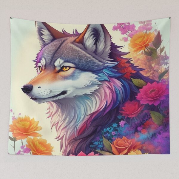 Item preview, Wolf With Flowers designed and sold by Angelle55.