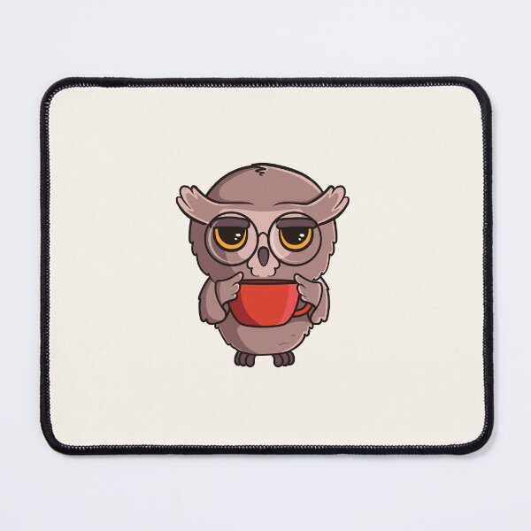Item preview, Cute cartoon owl with a cup of tea or coffee designed and sold by Viktoriia.