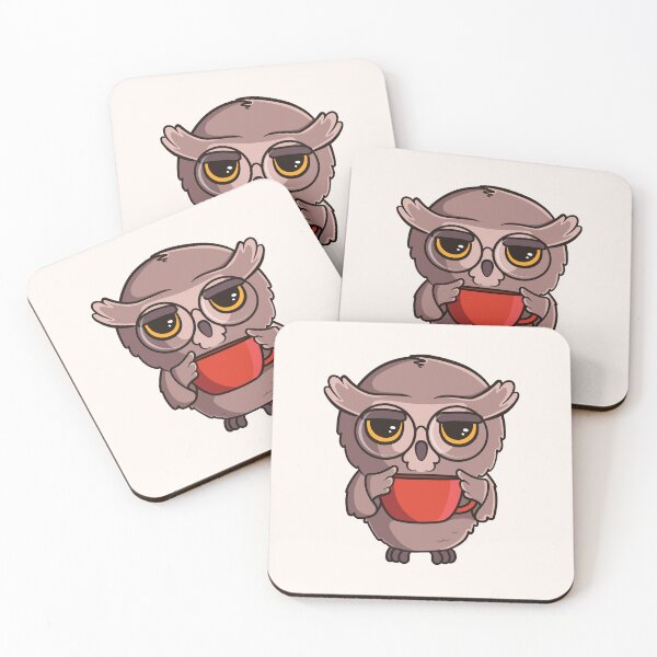 Item preview, Cute cartoon owl with a cup of tea or coffee designed and sold by Viktoriia.