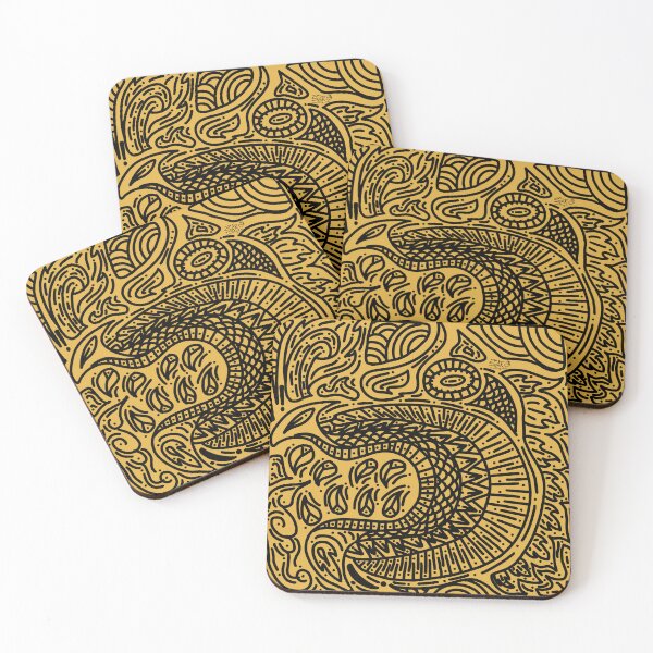 Item preview, NaKa serpent in sea colorless doodle art ,paint a picture on the gold plan designed and sold by pisek8924.