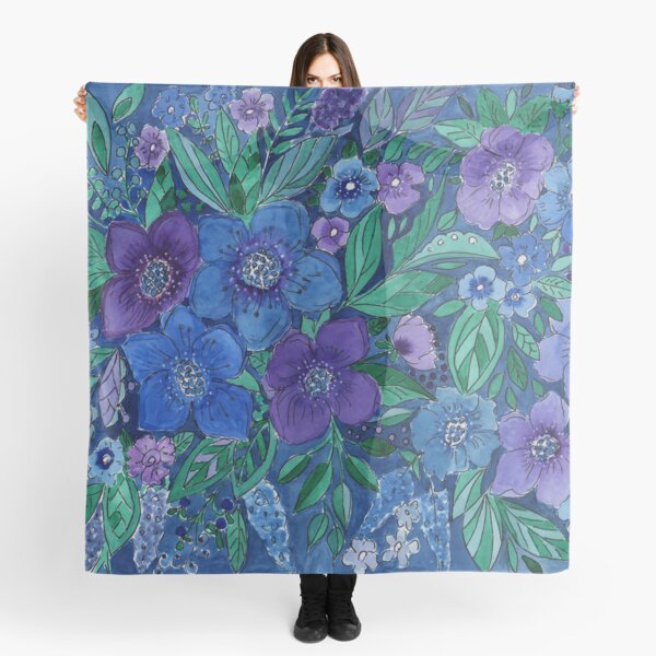 Item preview, Watercolor . Blue flowers . designed and sold by fuzzyfox.