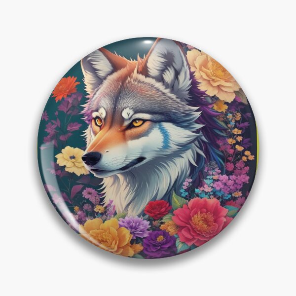 Artikelvorschau, Bunter Wolf mit Blumen entworfen und verkauft von Angelle55.
