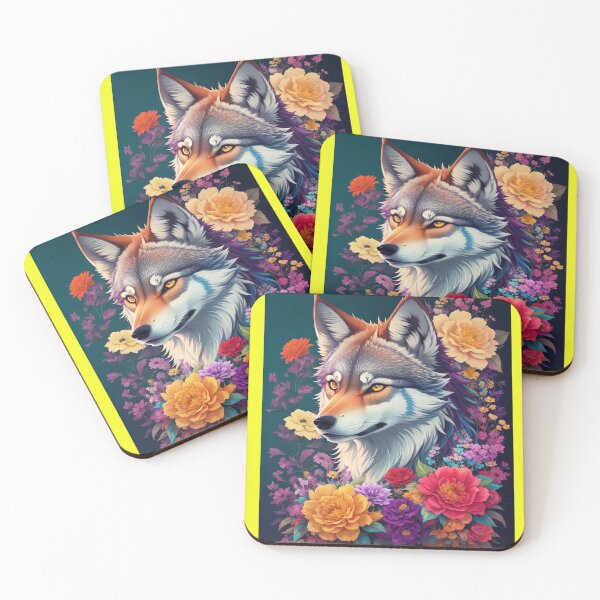 Item preview, Colorful Wolf With Flowers designed and sold by Angelle55.