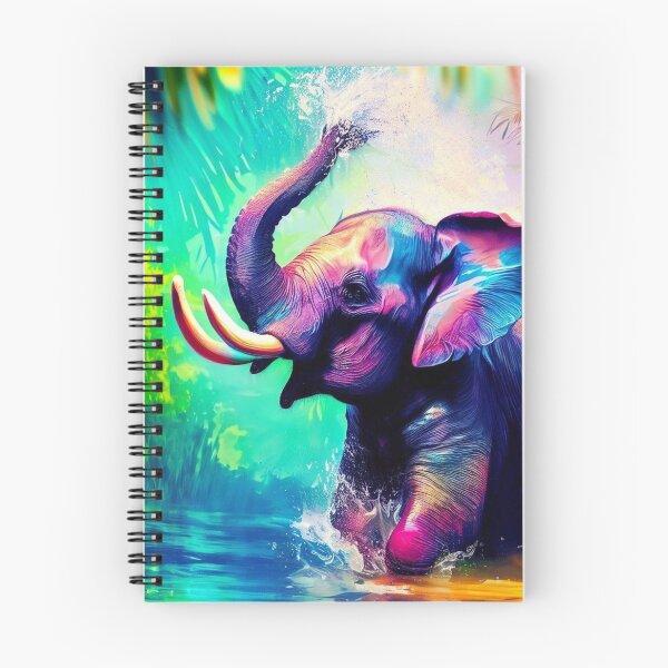 Aperçu de l'œuvre Éléphant ludique dans la rivière créée et vendue par Hello Llama.