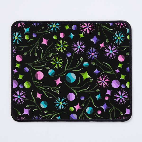 Artikelvorschau, Pattern Spaceketdesign leuchtende Blumen auf schwarzen Hintergrund entworfen und verkauft von Spaceketdesign.