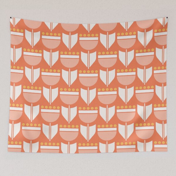 Artikelvorschau, KF 0013 B Minimalist Vintage Tulip Flowers 70s Modern Geometric Floral Pattern entworfen und verkauft von KhakiFinch.