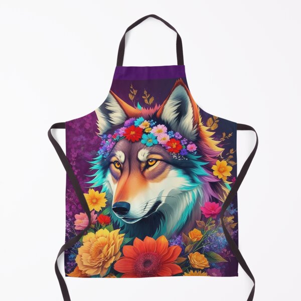 Item preview, Colorful Wolf With Flowers Fantasy designed and sold by Angelle55.