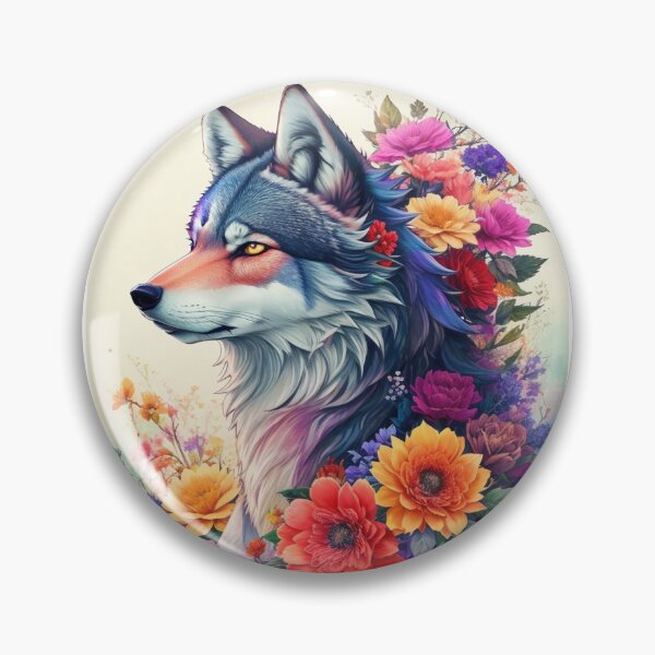 Artikelvorschau, Mystische Harmonie: Wolf mit Blumen in perfekter Einheit entworfen und verkauft von Angelle55.