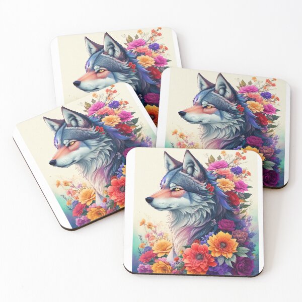Item preview,  Mystical Harmony: Wolf With Flowers in Perfect Unity designed and sold by Angelle55.