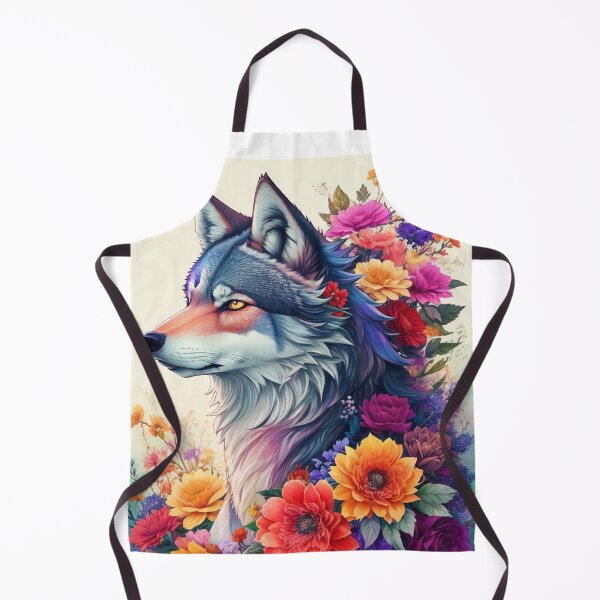 Item preview, Mystical Harmony: Wolf With Flowers in Perfect Unity designed and sold by Angelle55.