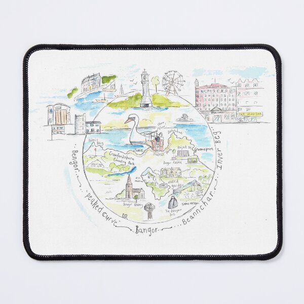 Item preview, Bangor Illustrated Map Northern Ireland designed and sold by DebTheZeb.