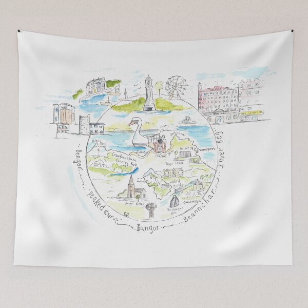 Item preview, Bangor Illustrated Map Northern Ireland designed and sold by DebTheZeb.