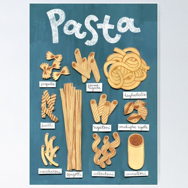 Item preview, Pasta Guide Print, Pasta Poster, Italian pasta Print, pasta Wall Art, cooking Gifts, Pasta Lovers Gift, Kitchen Art, Kitchen Poster designed and sold by peachcakecanvas.
