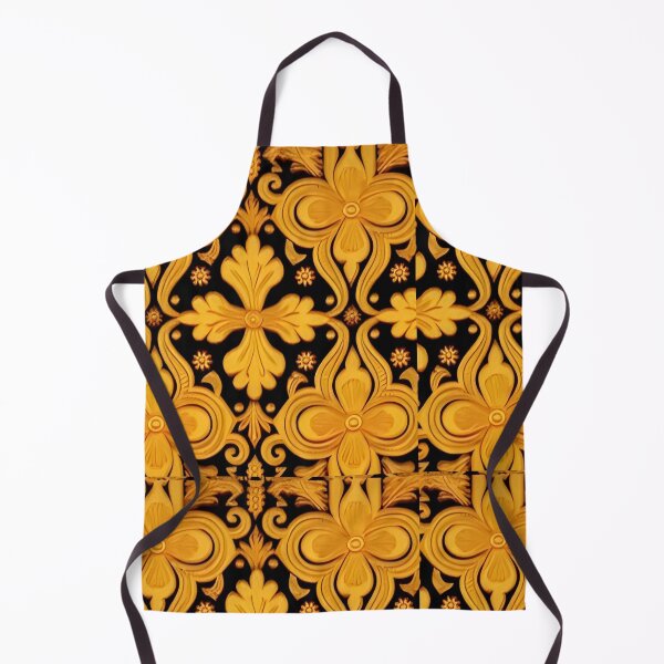 Item preview, Gold and Black Russian Fairytale Art Design, Hohloma Inspired, Flowers, Hour Glass Shape designed and sold by MiracleROLArt.