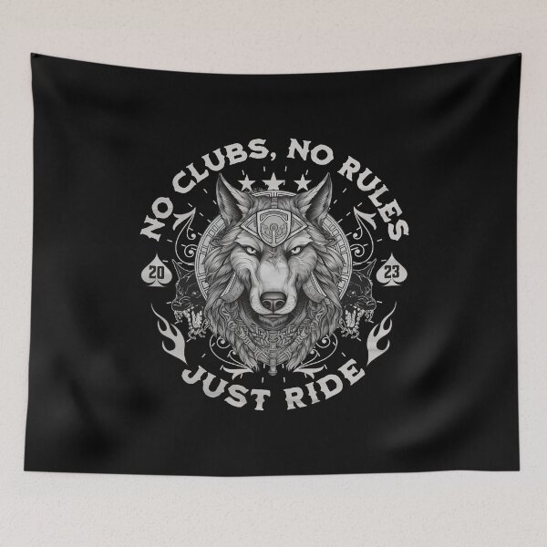 Item preview, No Clubs. No Rules. Just Ride - Wolf designed and sold by Trinket-Trickster.