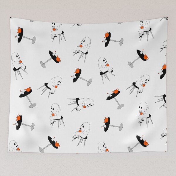 Item preview, ghosts sit on chairs at the table and drink tea designed and sold by WonderworkLI.