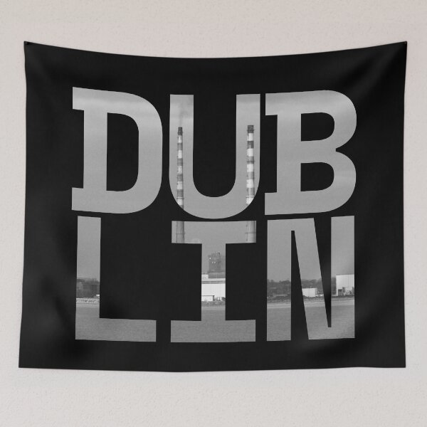 Item preview, Dublin, Poolbeg Chimneys background designed and sold by DelangeDesigns.