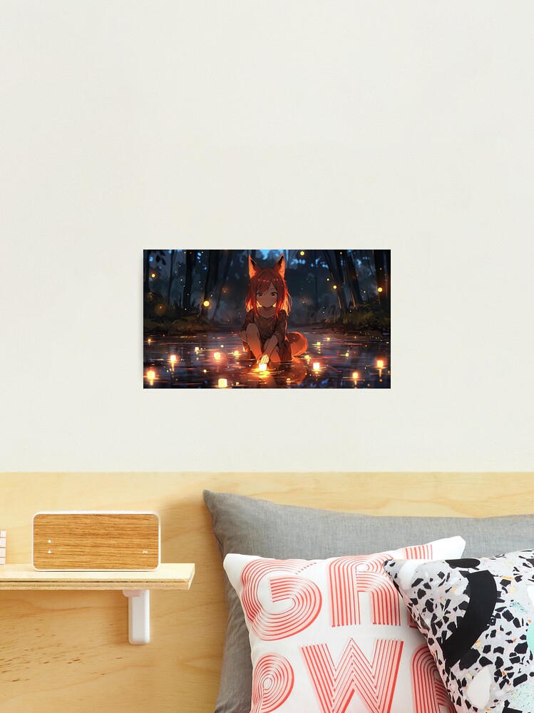 Thumbnail 2 of 3, Photographic Print, Night's Enchantment: A Kitsune's Reverie designed and sold by CasualCommander.