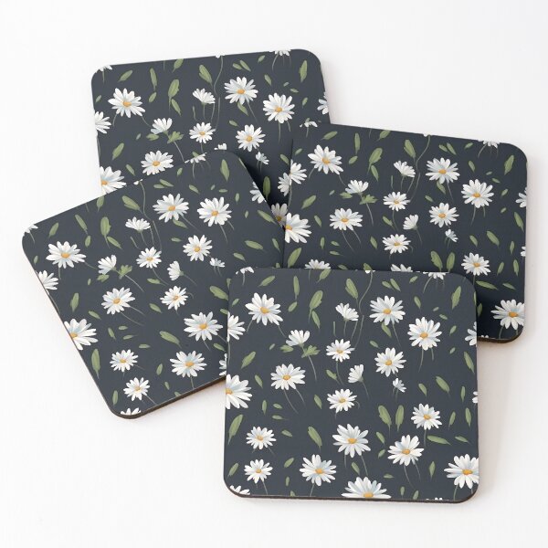 Item preview, Daises and leaves on a dark background designed and sold by Nosy is Everything.
