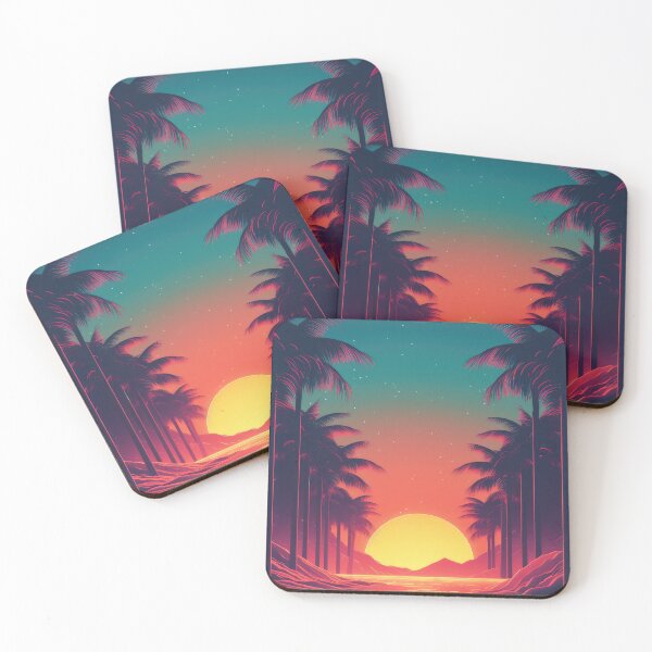 Item preview, Sunset, palm trees, retro wave designed and sold by JoBlack1.