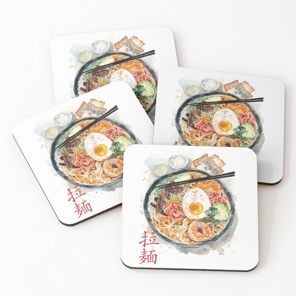 Item preview, Japanese Food Ramen Poster Noodles Kitchen Recipe Bright Watercolor Kitchen Art  designed and sold by NektArtPrints.
