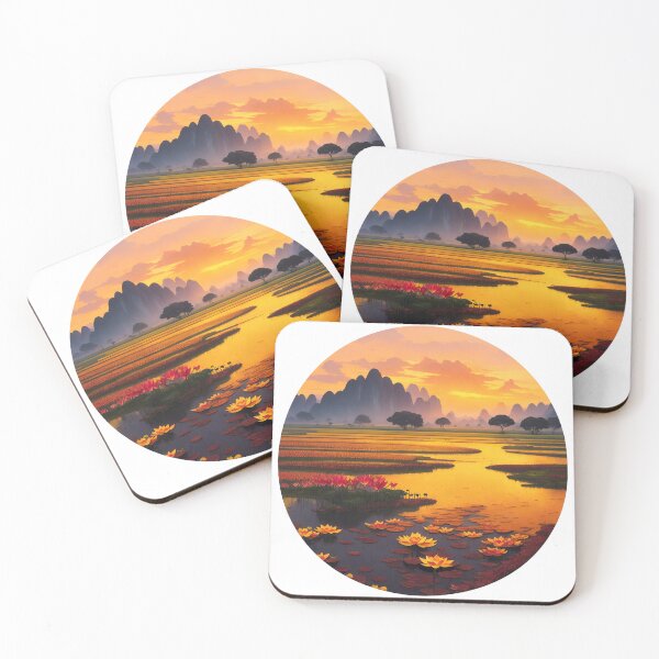 Item preview, Serenity in Bloom: A Captivating Lotus Farm Landscape designed and sold by WASjourney.