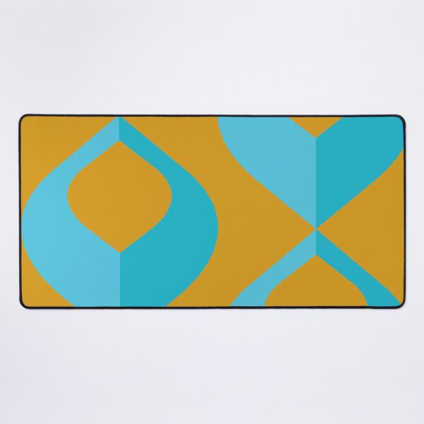 Aqua Peacock Feather Abstract Art Desk Mat