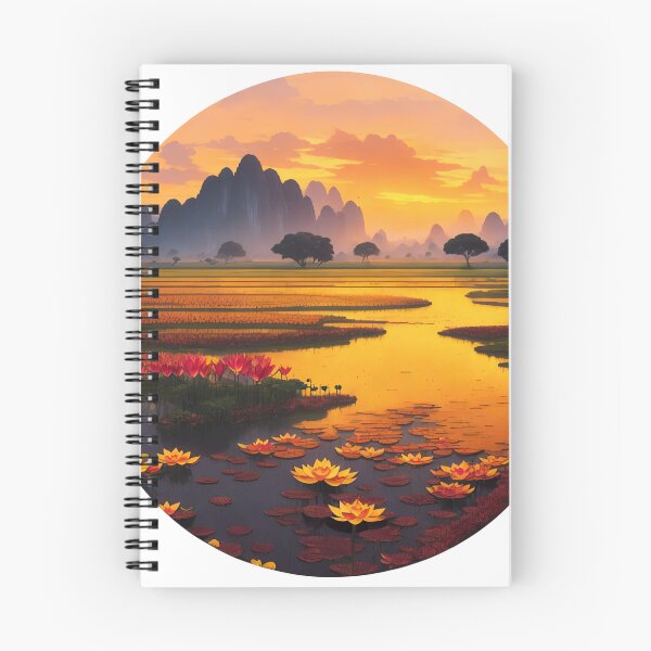 Item preview, Serenity in Bloom: A Captivating Lotus Farm Landscape designed and sold by WASjourney.