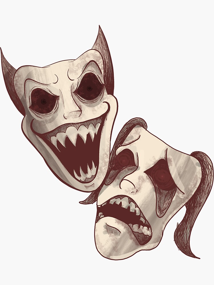 Thumbnail 3 of 3, Sticker, Theater Masks designed and sold by D00dleDucky.