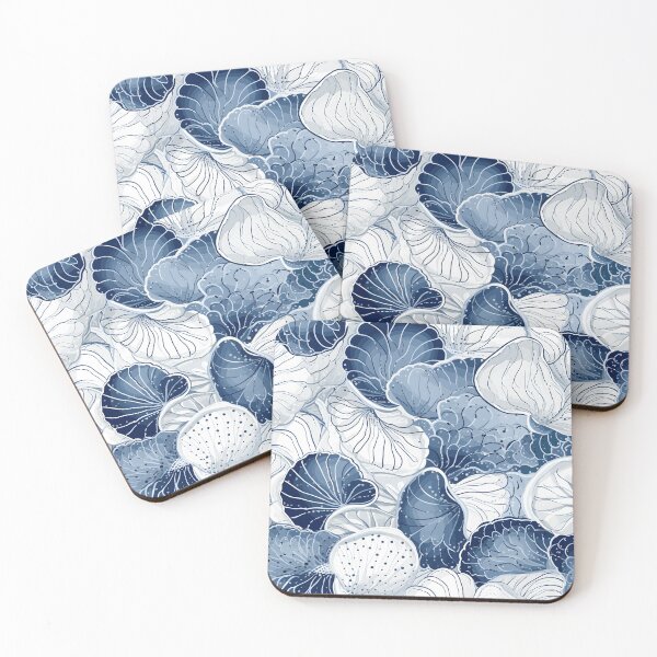Item preview, White and Blue Ocean Seashells Pattern designed and sold by palaco210.