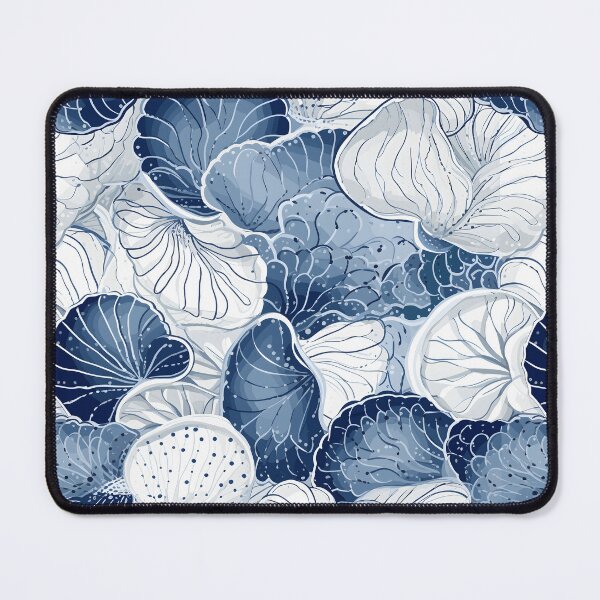 Item preview, White and Blue Ocean Seashells Pattern designed and sold by palaco210.