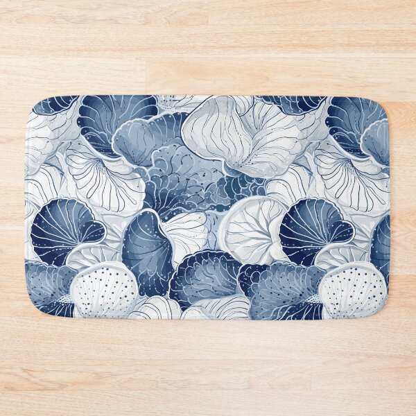 Item preview, White and Blue Ocean Seashells Pattern designed and sold by palaco210.