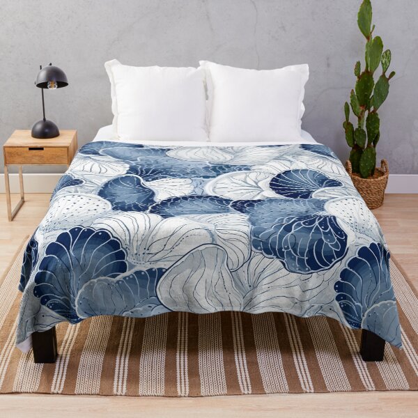 Item preview, White and Blue Ocean Seashells Pattern designed and sold by palaco210.