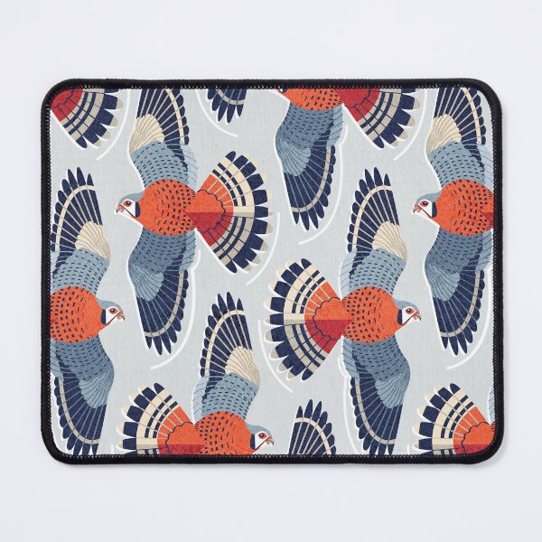 Item preview, American kestrel // bunny grey background grey pastel blue beige and orange sparrow hawk falcon flying bird of prey designed and sold by SelmaCardoso.