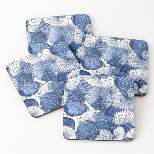 Item preview, White and Blue Ocean Seashells Pattern designed and sold by palaco210.