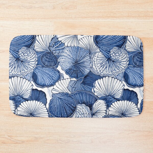 Item preview, White and Blue Ocean Seashells Pattern designed and sold by palaco210.