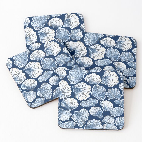 Item preview, White and Blue Ocean Seashells Pattern designed and sold by palaco210.