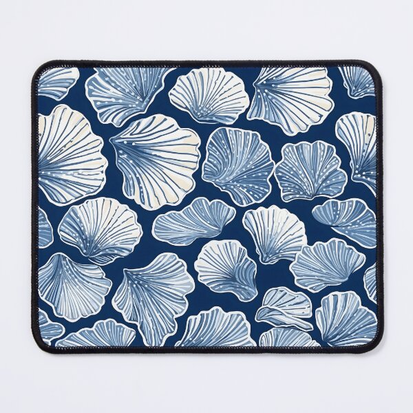 Item preview, White and Blue Ocean Seashells Pattern designed and sold by palaco210.