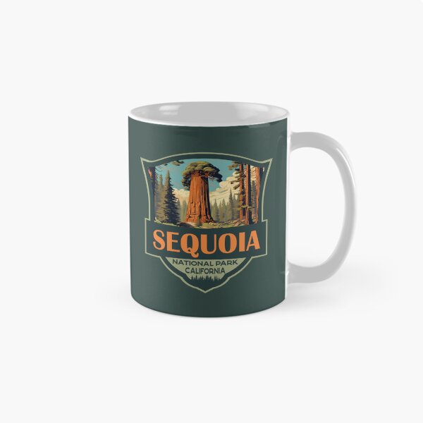 Item preview, Sequoia National Park Illustration Travel Retro Badge designed and sold by KrisSidDesigns.