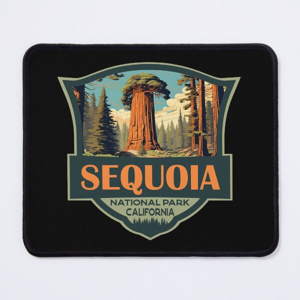 Item preview, Sequoia National Park Illustration Travel Retro Badge designed and sold by KrisSidDesigns.