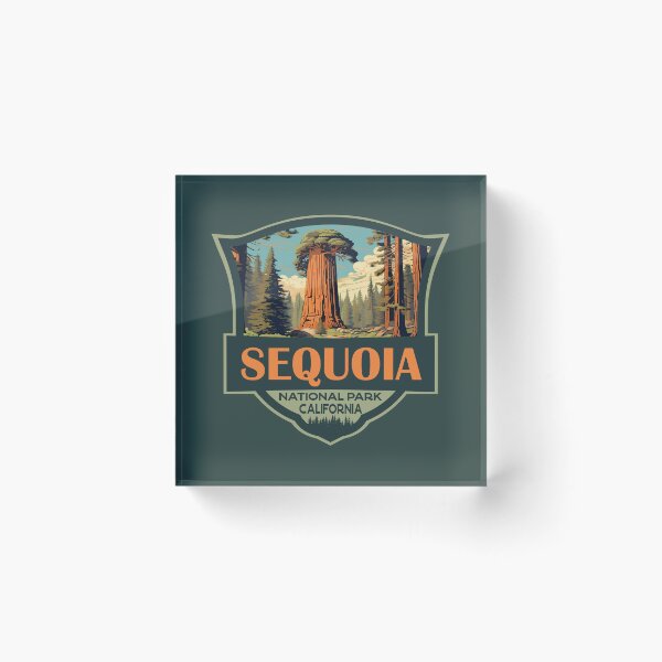 Item preview, Sequoia National Park Illustration Travel Retro Badge designed and sold by KrisSidDesigns.