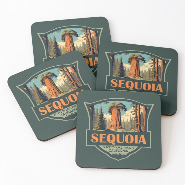 Item preview, Sequoia National Park Illustration Travel Retro Badge designed and sold by KrisSidDesigns.
