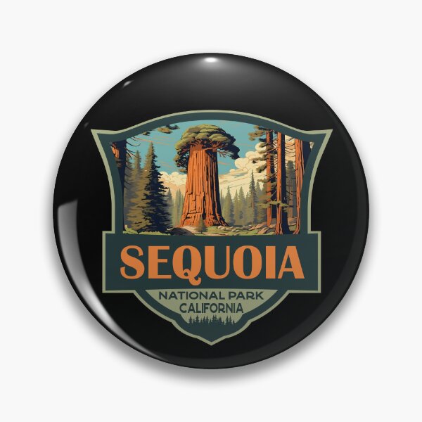Item preview, Sequoia National Park Illustration Travel Retro Badge designed and sold by KrisSidDesigns.