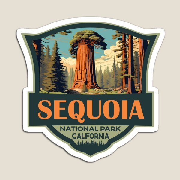 Item preview, Sequoia National Park Illustration Travel Retro Badge designed and sold by KrisSidDesigns.