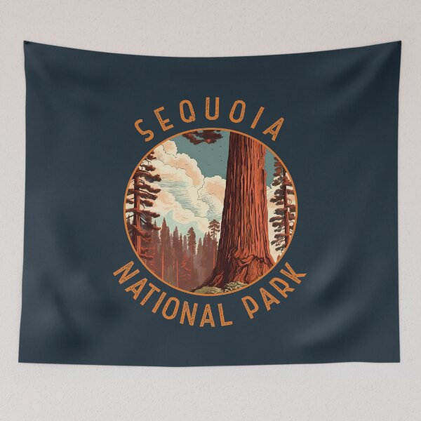 Item preview, Sequoia National Park Illustration Distressed Circle designed and sold by KrisSidDesigns.