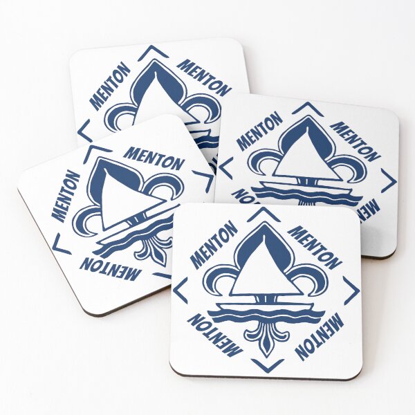 Item preview, Menton Monaco, Provence Alpes Cote d'Azur, France, Mediterranean Sea - French Seaside Resort - Navy Blue Vintage Sailor Logo - Sailing Boat with Heraldic Lily designed and sold by Vintage-TM.