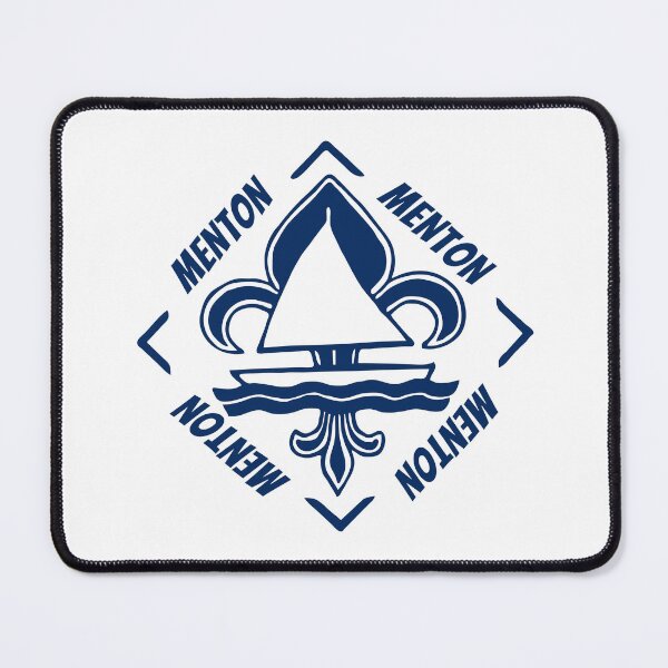Item preview, Menton Monaco, Provence Alpes Cote d'Azur, France, Mediterranean Sea - French Seaside Resort - Navy Blue Vintage Sailor Logo - Sailing Boat with Heraldic Lily designed and sold by Vintage-TM.